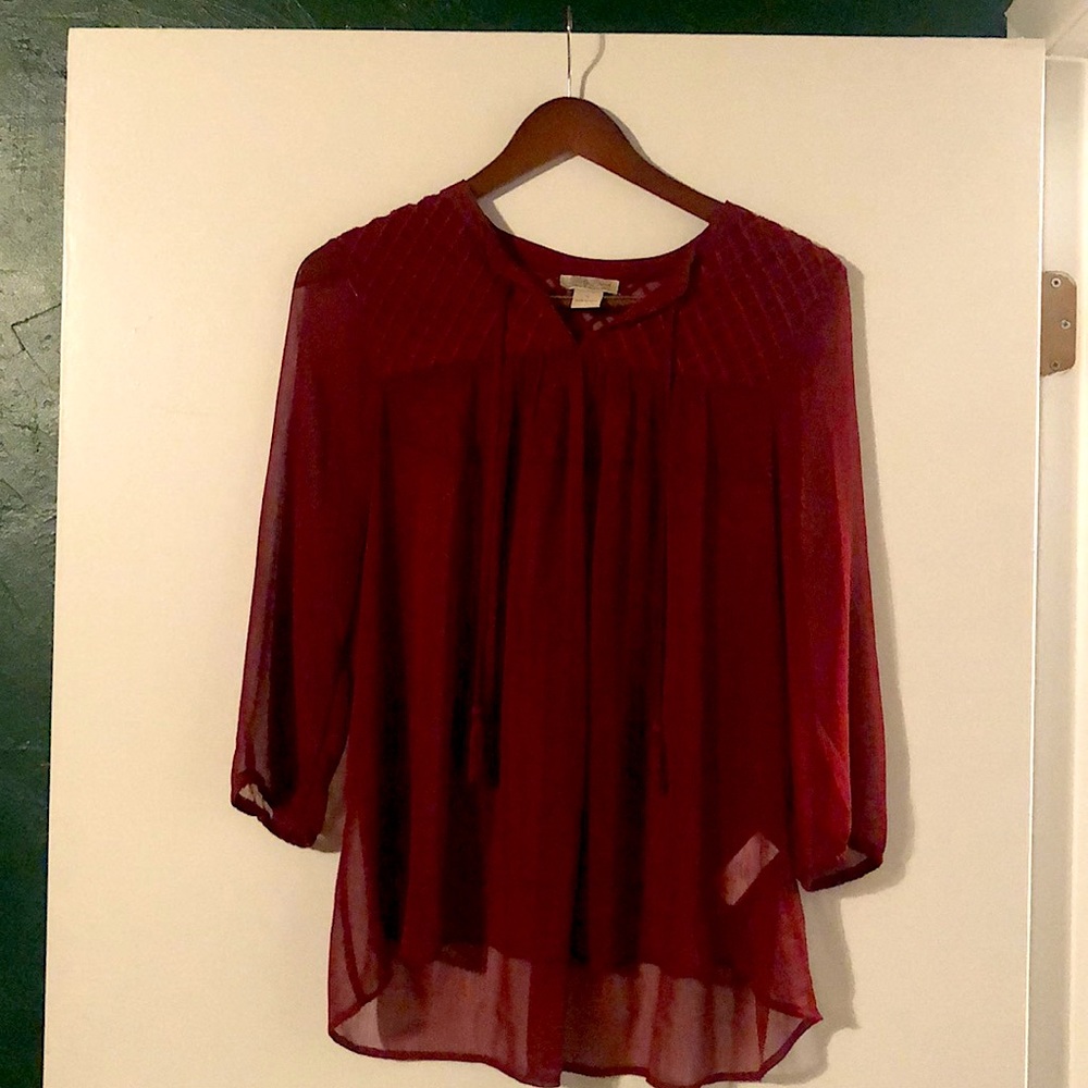 Dark red boho Lucky Brand blouse